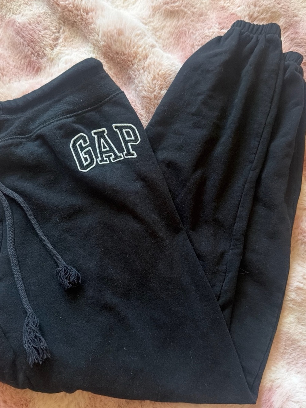 GAP Black Fleece Jogger Pants with Embroidered Logo